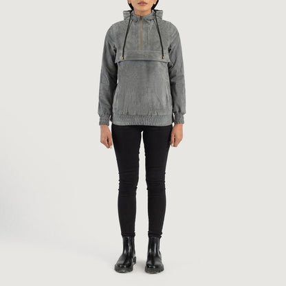 Zest Grey Hooded Suede Pullover Jacket SH500