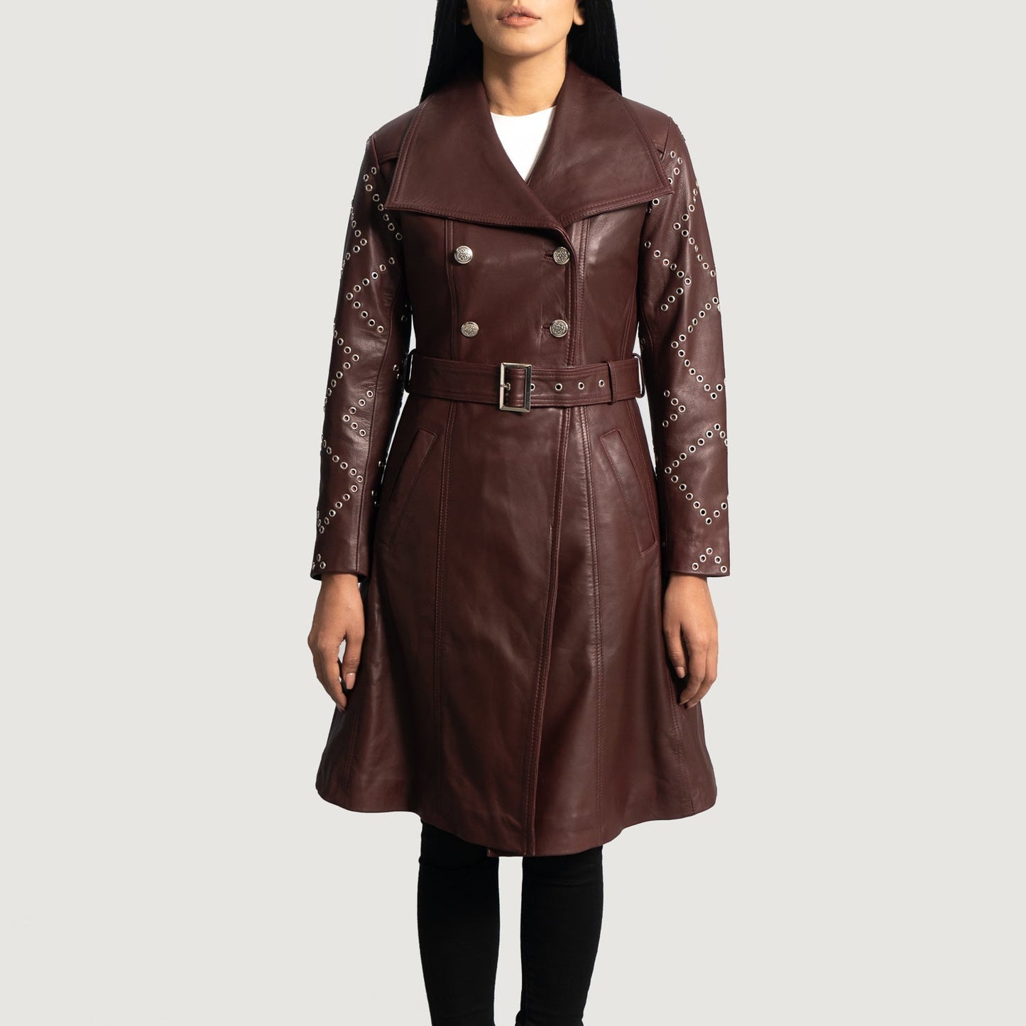 Missoni Maroon Leather Trench Coat SH580