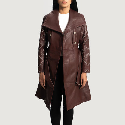 Missoni Maroon Leather Trench Coat SH580