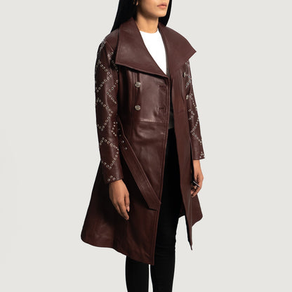 Missoni Maroon Leather Trench Coat SH580
