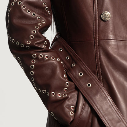 Missoni Maroon Leather Trench Coat SH580