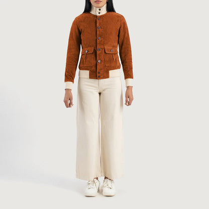 Sasha A1 Brown Suede Bomber Jacket SH546