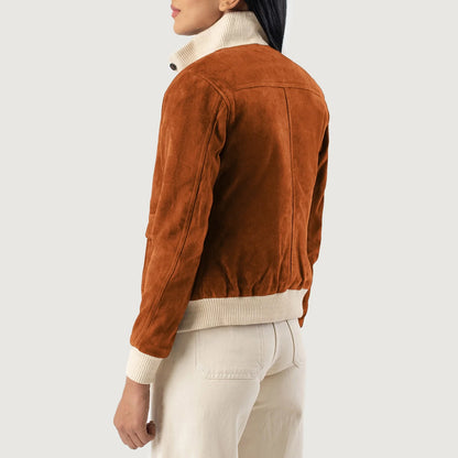 Sasha A1 Brown Suede Bomber Jacket SH546