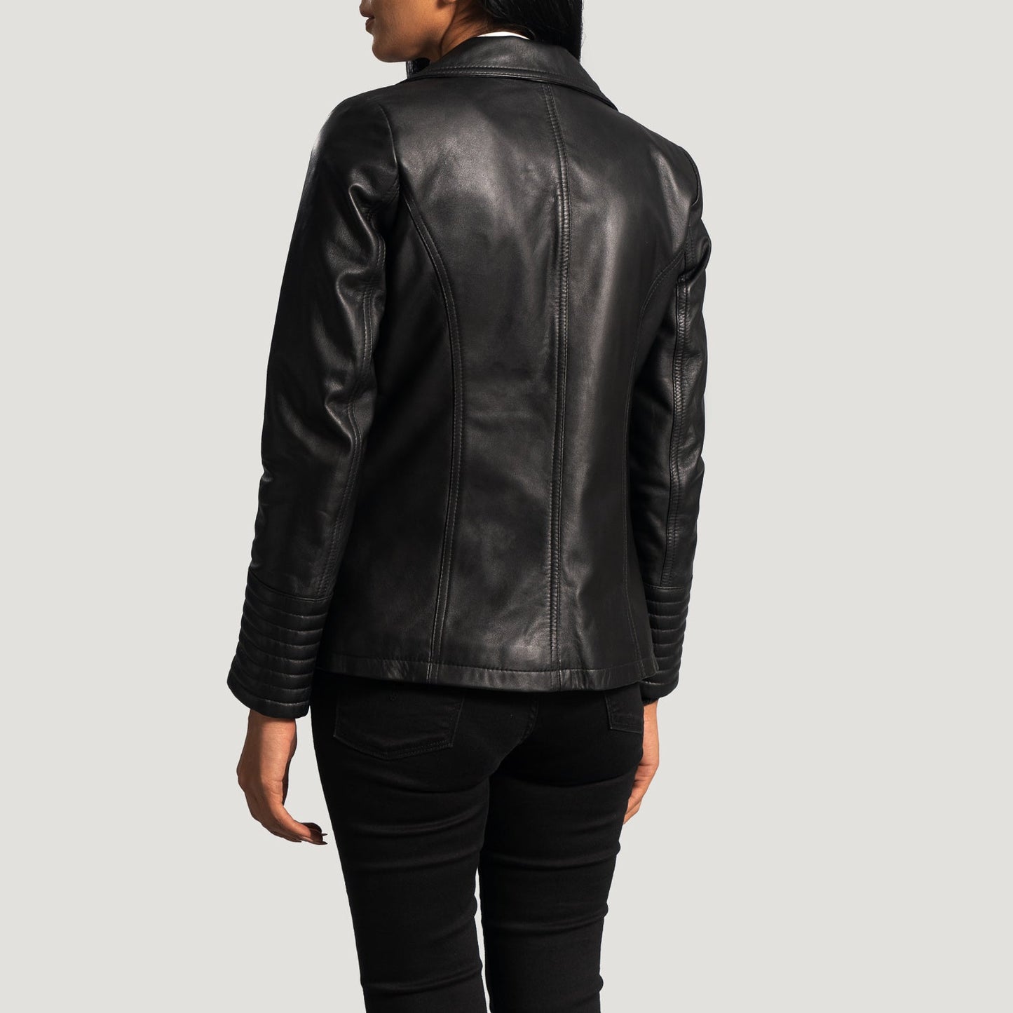 Selina Black Leather Blazer SH538