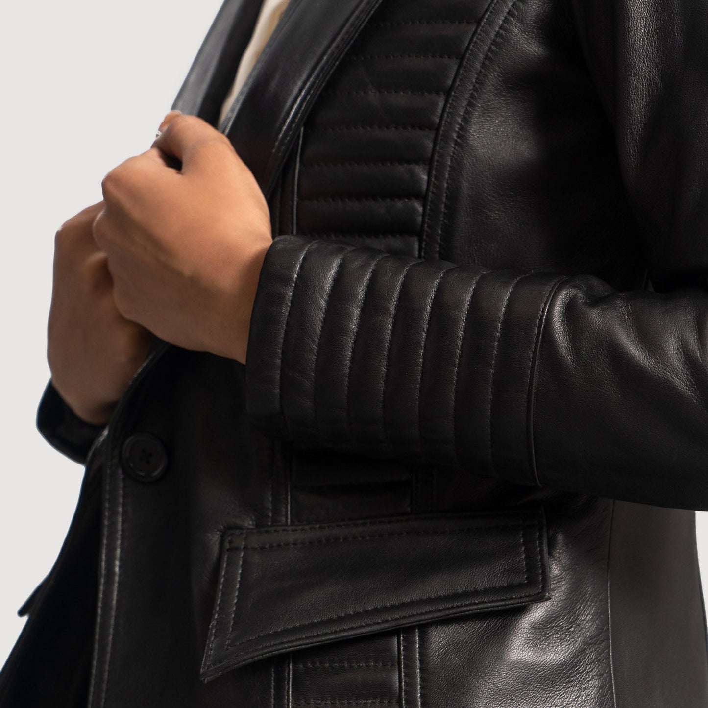 Selina Black Leather Blazer SH538