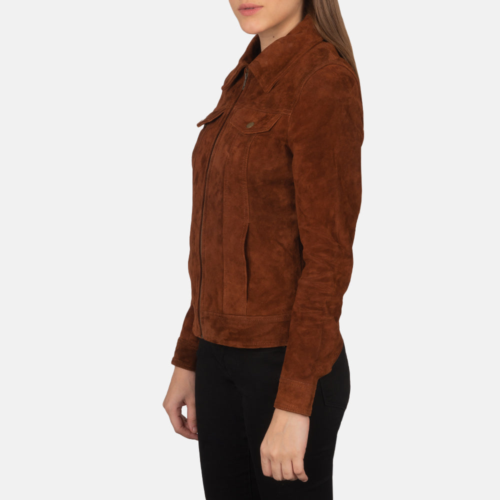 Suzy Brown Suede Trucker Jacket SH528