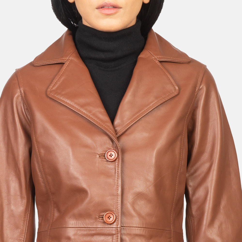 Alexis Brown Single Breasted Leather Coat SH648