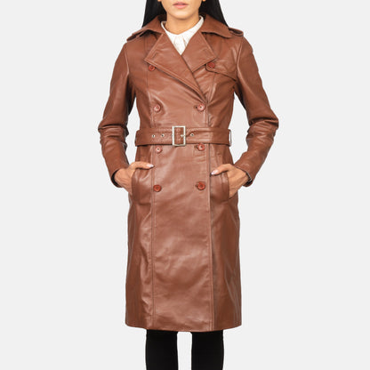 Alice Brown Double Breasted Leather Coat SH645