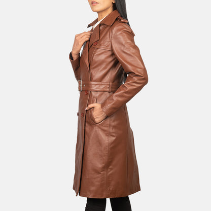Alice Brown Double Breasted Leather Coat SH645