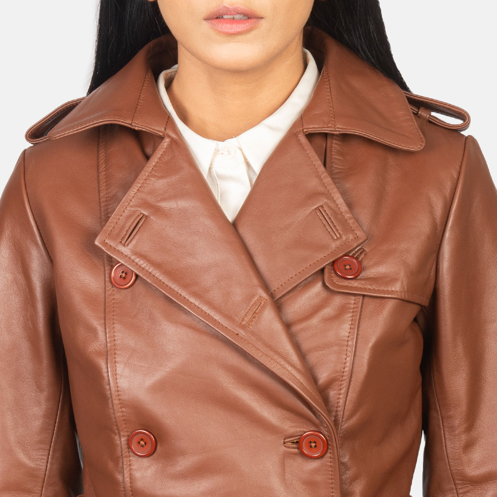 Alice Brown Double Breasted Leather Coat SH645