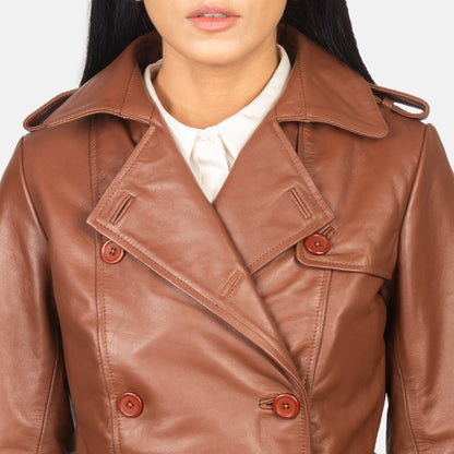 Alice Brown Double Breasted Leather Coat SH645