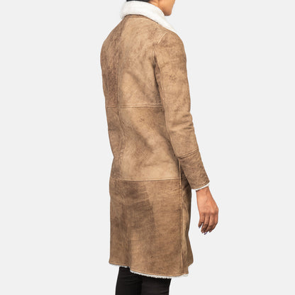 Alina Shearling Brown Leather Coat SH643