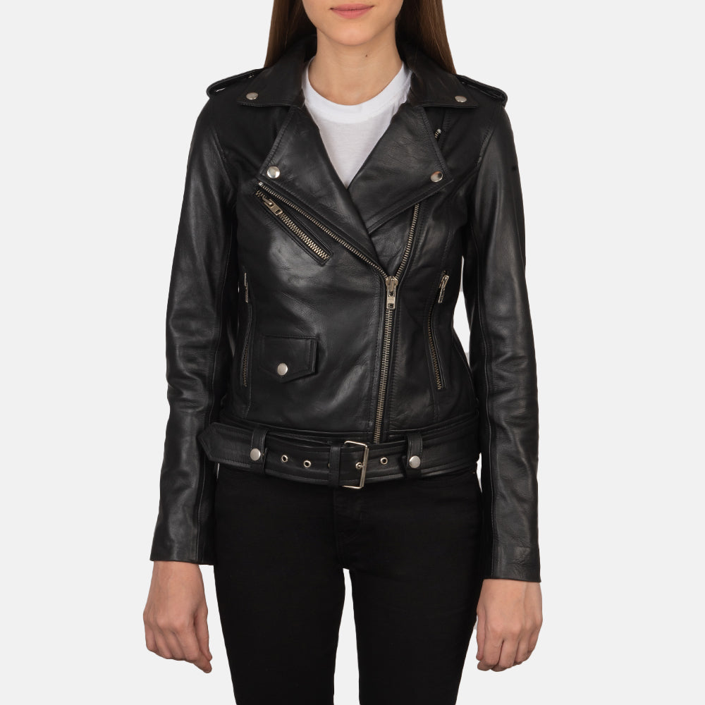 Alison Black Leather Biker Jacket G270