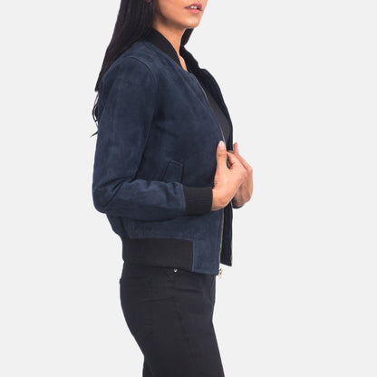 Ava Ma-1 Blue Suede Bomber Jacket SH634