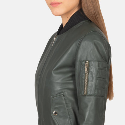 Ava Ma-1 Green Leather Bomber Jacket SH633
