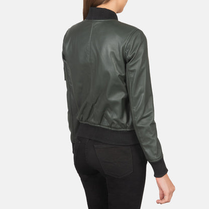 Ava Ma-1 Green Leather Bomber Jacket SH633