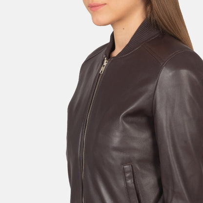 Bliss Maroon Leather Bomber Jacket SH628