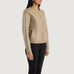 Elixir Beige Collarless Leather Jacket SH614