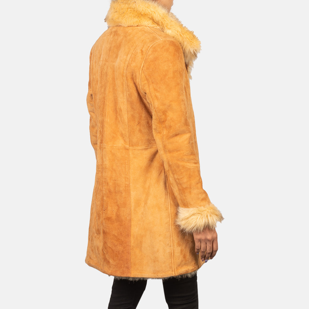 Erica Shearling Beige Leather Coat SH609