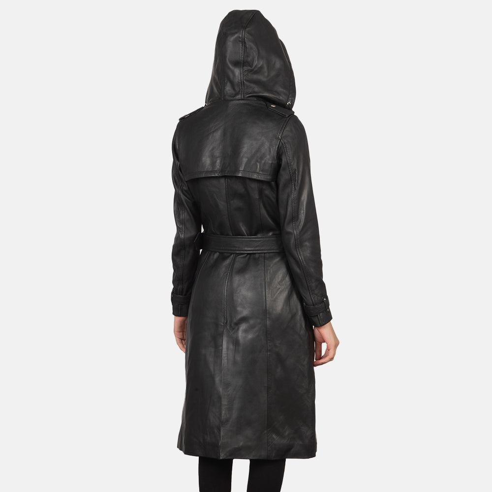 Fixon Hooded Black Trench Coat SH604