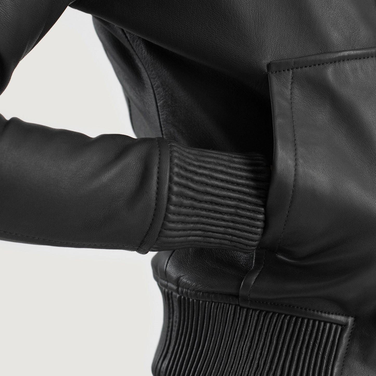 Luna Black Hooded Leather Bomber Jacket SH586
