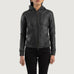 Luna Black Hooded Leather Bomber Jacket SH586