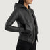 Luna Black Hooded Leather Bomber Jacket SH586