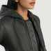 Luna Green Hooded Leather Bomber Jacket SH584