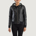 Rebella Black Hooded Leather Bomber Jacket SH568