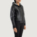 Rebella Black Hooded Leather Bomber Jacket SH568