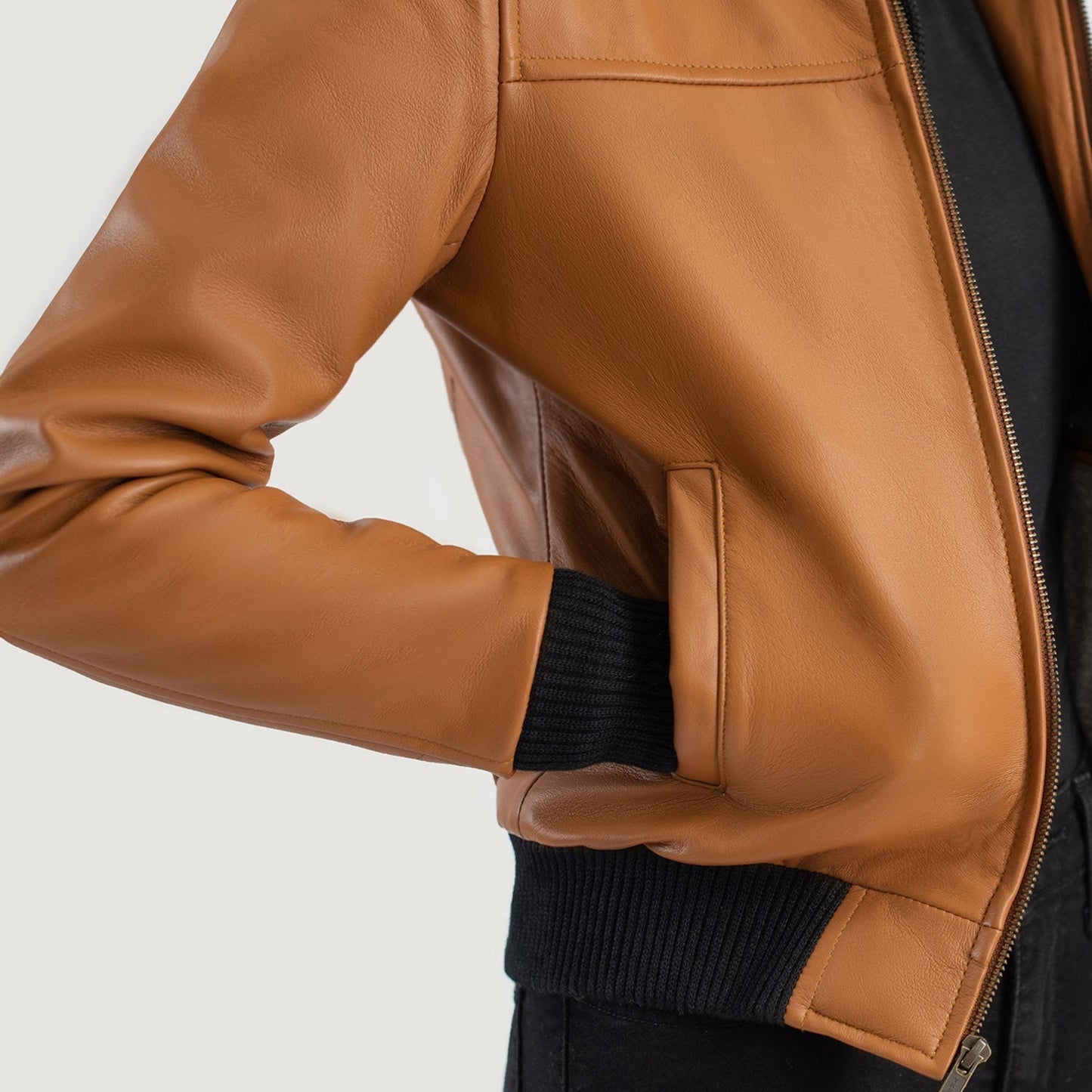 Rebella Brown Hooded Leather Bomber Jacket SH565