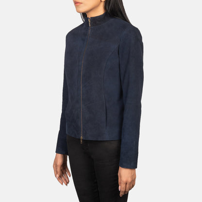 Rumella Blue Suede Biker Jacket SH557