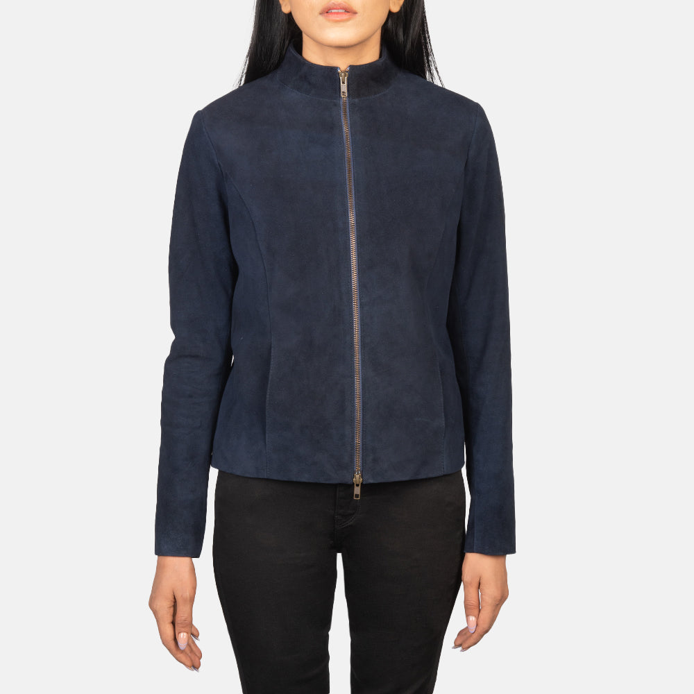 Rumella Blue Suede Biker Jacket SH557