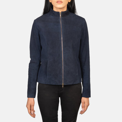 Rumella Blue Suede Biker Jacket SH557