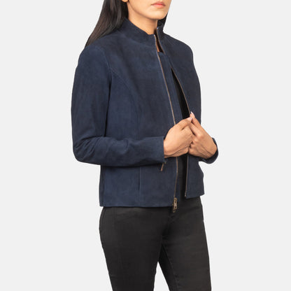 Rumella Blue Suede Biker Jacket SH557