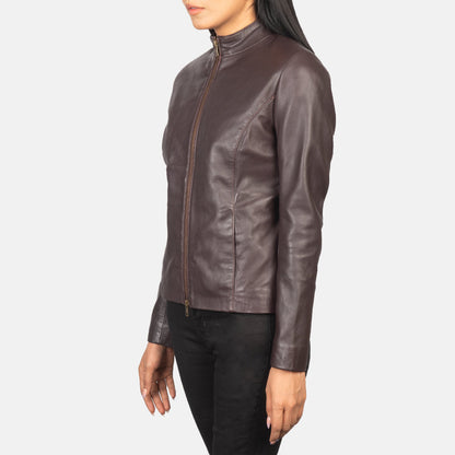 Rumella Maroon Leather Biker Jacket SH555