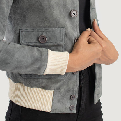 Sasha A1 Grey Suede Bomber Jacket SH545