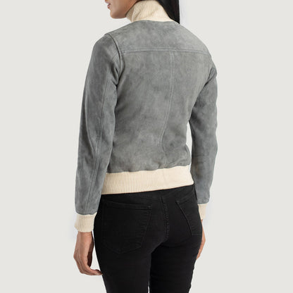 Sasha A1 Grey Suede Bomber Jacket SH545