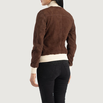 Sasha A1 Mocha Suede Bomber Jacket SH544