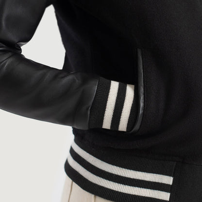 Savant Black Hybrid Varsity Jacket SH542
