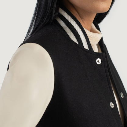 Savant Black & White Hybrid Varsity Jacket SH543