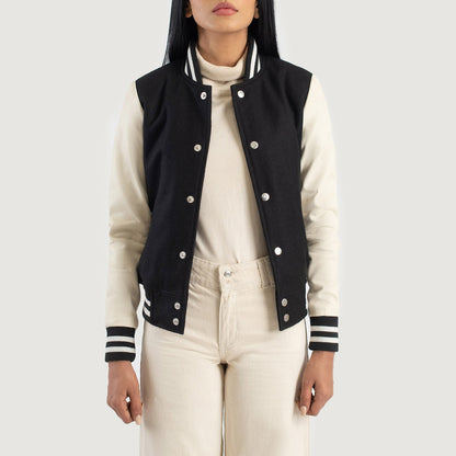 Savant Black & White Hybrid Varsity Jacket SH543