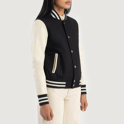 Savant Black & White Hybrid Varsity Jacket SH543