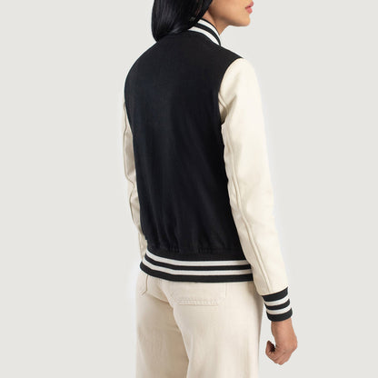 Savant Black & White Hybrid Varsity Jacket SH543