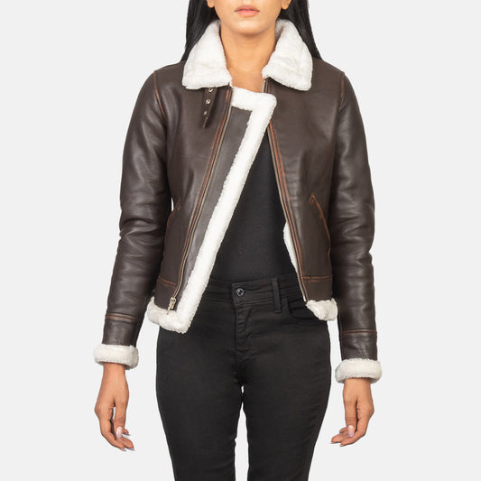 Sherilyn B-3 Brown Leather Bomber Jacket SH536