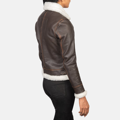Sherilyn B-3 Brown Leather Bomber Jacket SH536