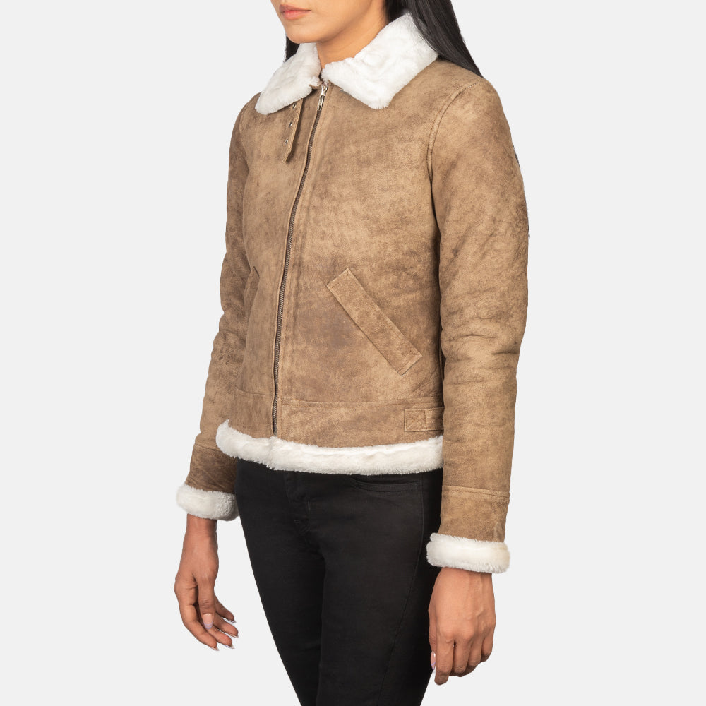 Sherilyn B-3 Distressed Brown Leather Bomber Jacket SH534