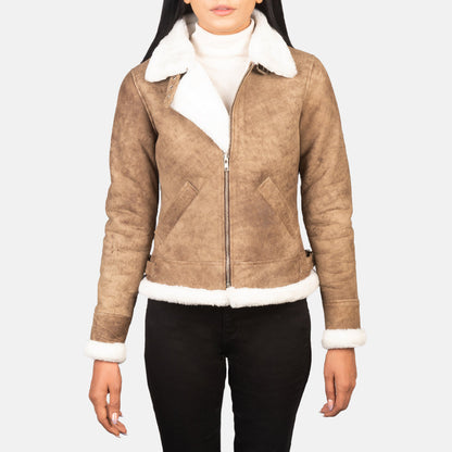 Sherilyn B-3 Distressed Brown Leather Bomber Jacket SH534
