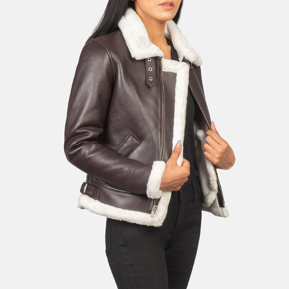 Sherilyn B-3 Maroon Leather Bomber Jacket SH533