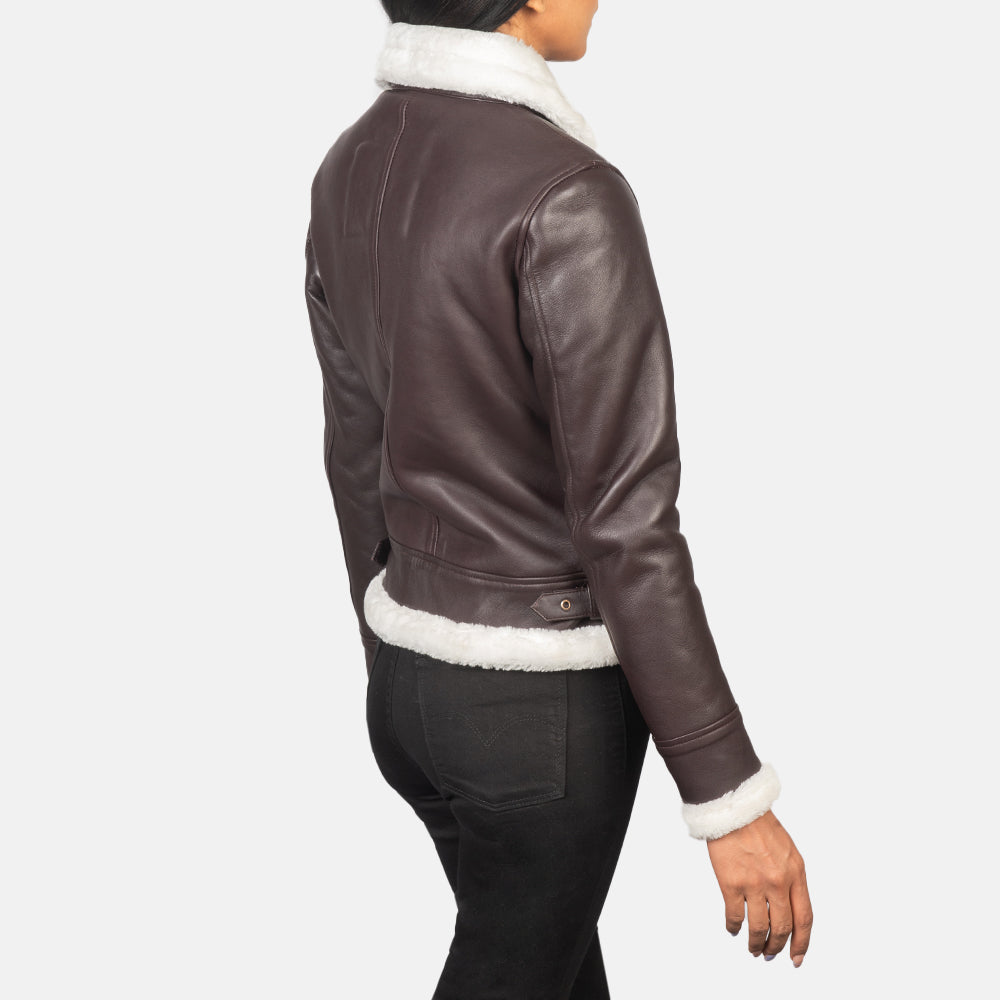 Sherilyn B-3 Maroon Leather Bomber Jacket SH533